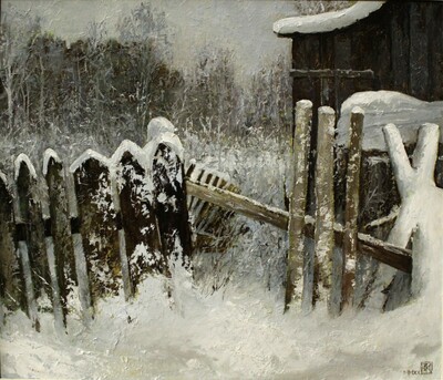 Забор в снегу. Тихвин